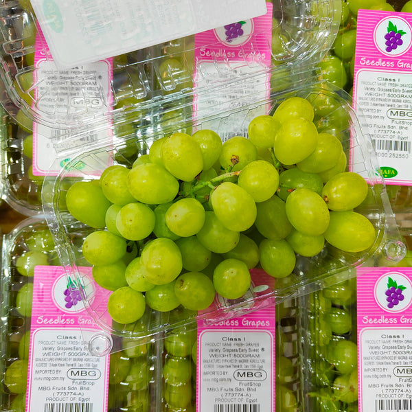 Egypt Early Sweet Green Grape [500G/Pack]-Grapes-MBG Fruit Shop