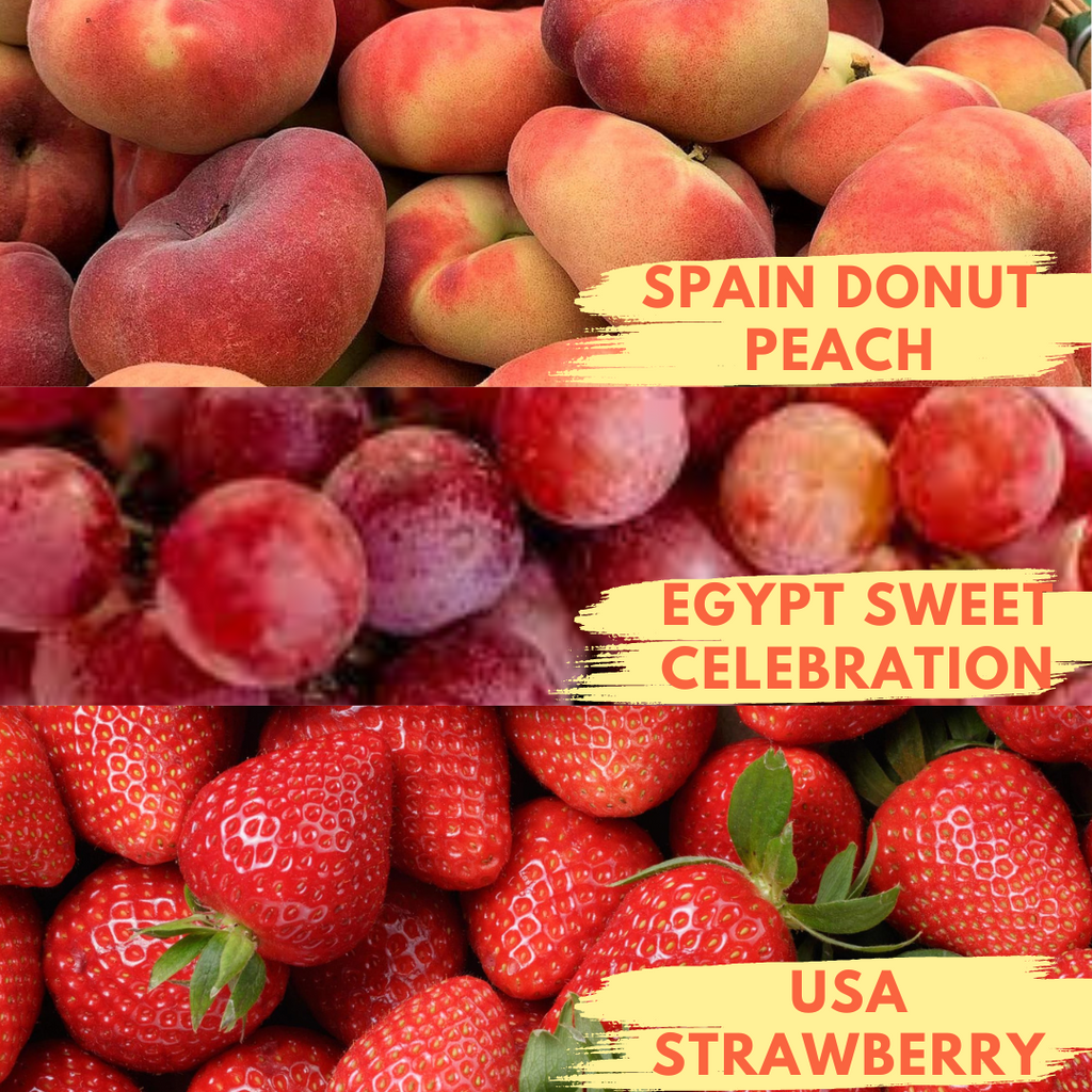 Buah Viral Combo (M) - Donut Peach (3 Pcs), Sweet Celebration (300G) and Strawberry (200G)-Berries-MBG Fruit Shop