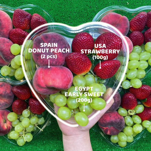Buah Viral Combo (S) - Donut Peach (2 Pcs), Early Sweet (200G) and Strawberry (100G)-Berries-MBG Fruit Shop