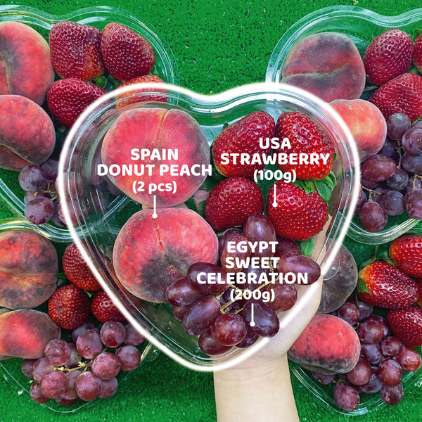 Buah Viral Combo (S) - Donut Peach (2 Pcs), Sweet Celebration (200G) and Strawberry (100G)-Berries-MBG Fruit Shop
