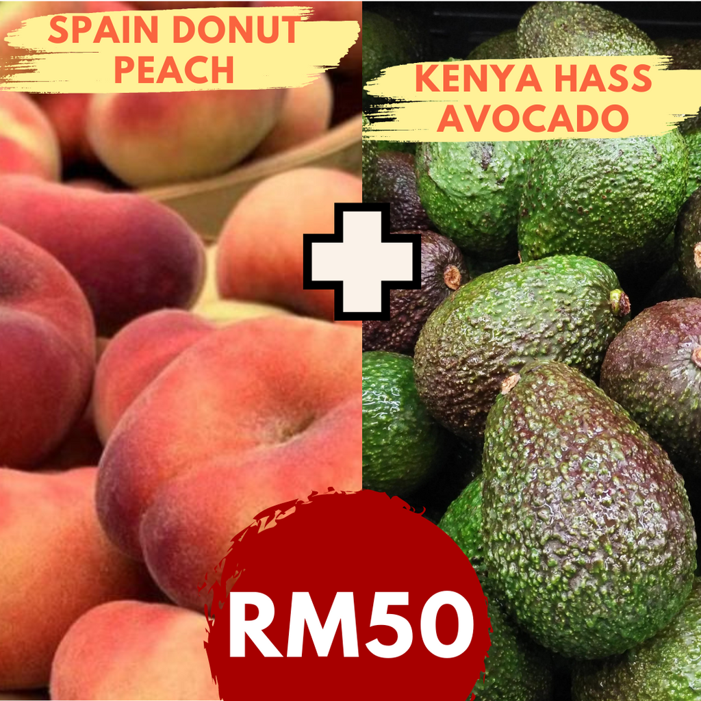 Combo Pack - Donut Peach (500G/Pack) and Hass Avocado (5Pcs/Pack)-Berries-MBG Fruit Shop