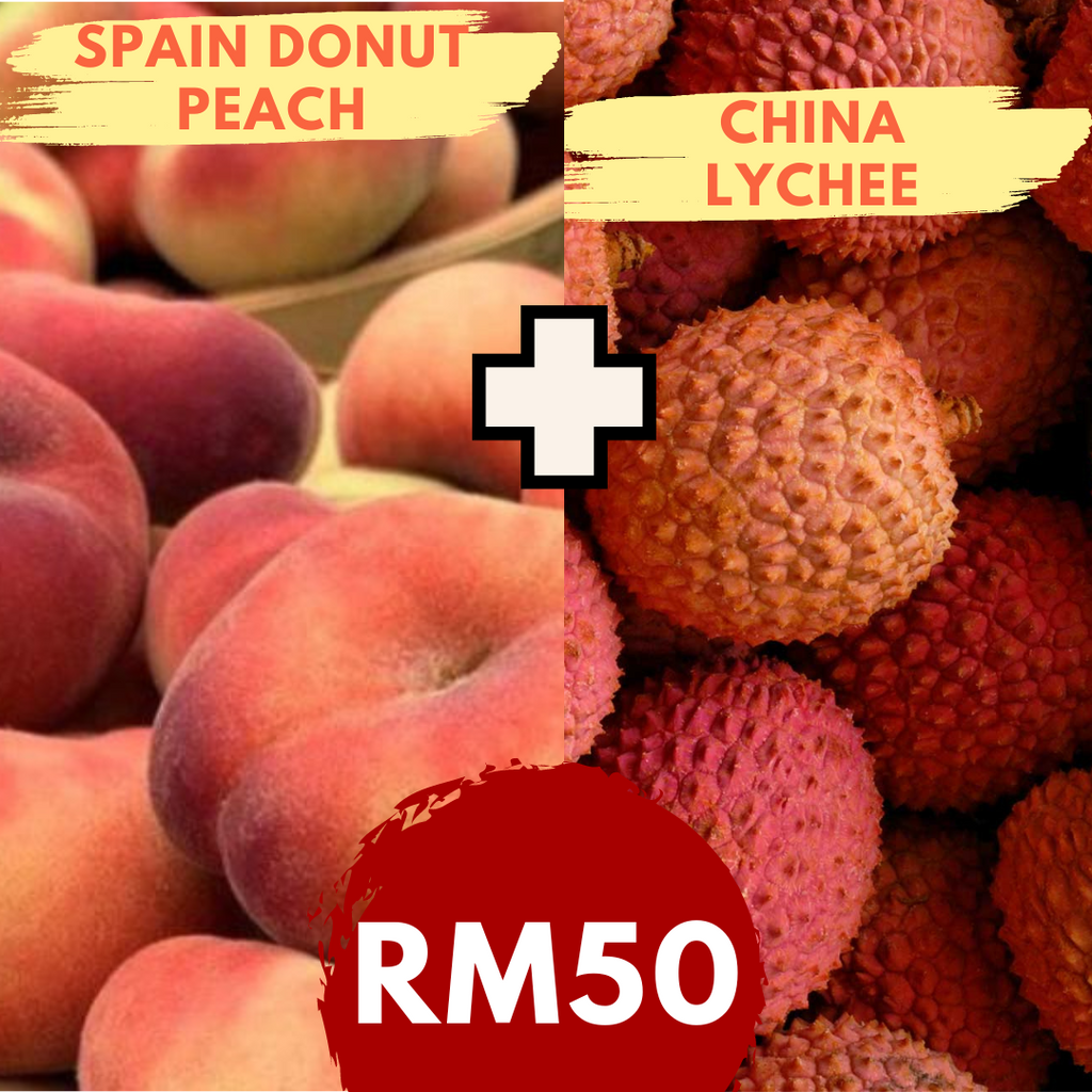 Combo Pack - Donut Peach (500G/Pack) and Lychee (1KG/Pack)-Berries-MBG Fruit Shop
