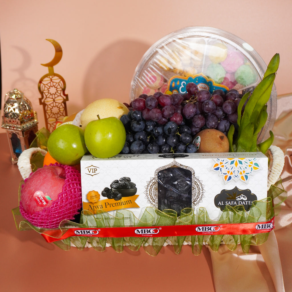 Raya 2026 - Mahligai Aidilfitri Fruit Basket Hamper (8 types of fruits)-MBG Fruit Shop