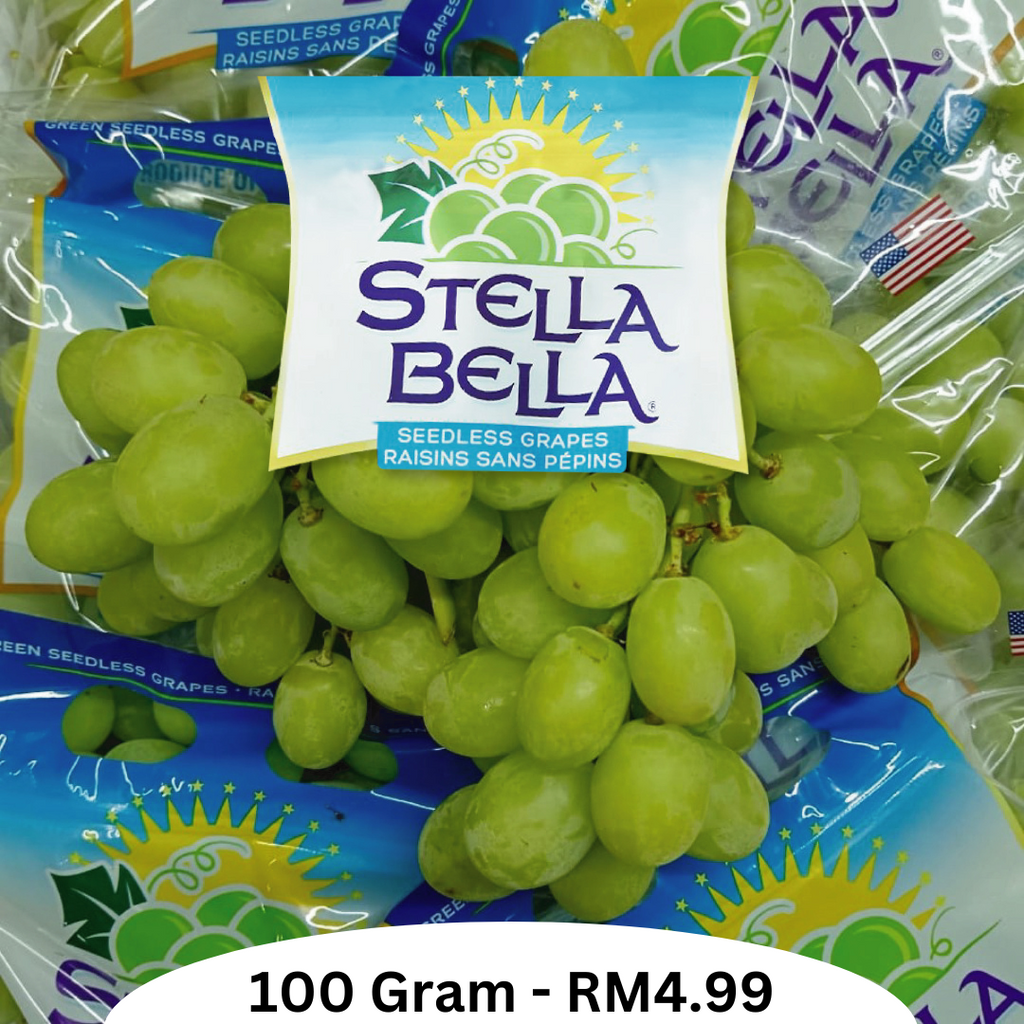 USA Stella Bella Green Grape [100G/RM4.99](✈️ Air Flown)-Grapes-MBG Fruit Shop