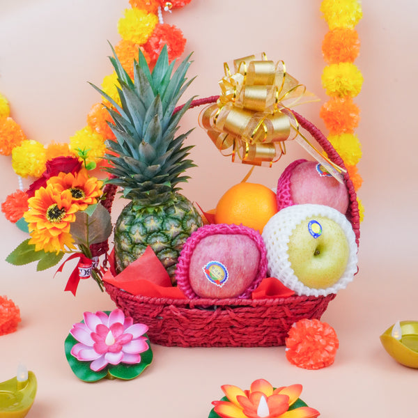 Splendour of Deepavali Fruit Basket (5 Types of Fruits)